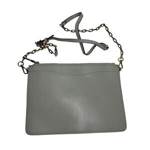 LK Bennett Rachel Leather Pouch Crossbody Mist Gray Chain Purse